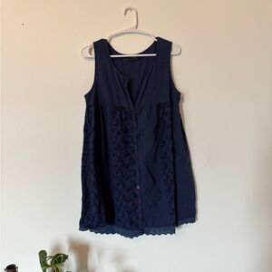 Iori Navy Sleeveless Button Front Tunic Dress
